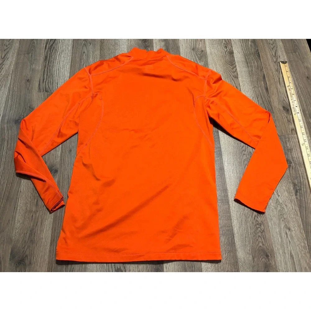 Nike Pro Compression Mens Size XL Orange Shirt Long Sleeve Mock Neck Dri-Fit